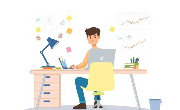 A person exploring investing options at a desk with a laptop and charts.