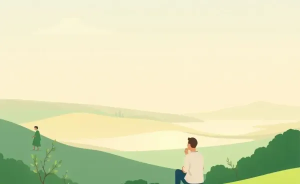 Person contemplating investment options in a calming setting