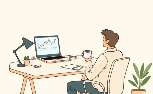 A calm desk scene illustrating the simplicity of stock investing