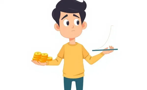 A thoughtful person balancing financial elements.