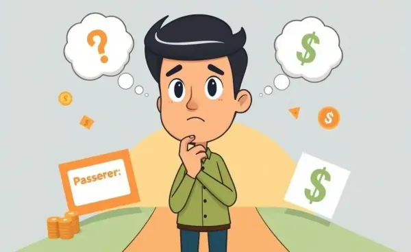 Illustration of a person at a crossroads between passion and career