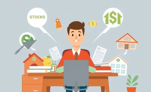 Person considering various investment options at a desk.