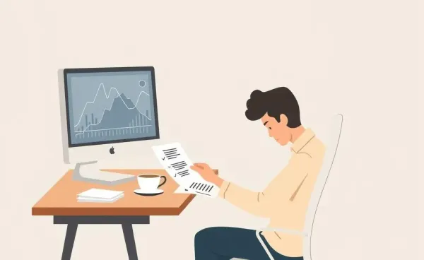 A person reviewing investment charts at a desk.