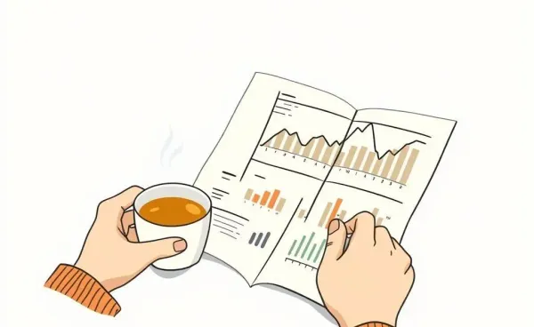A person reading investment charts over tea, representing navigating investments.