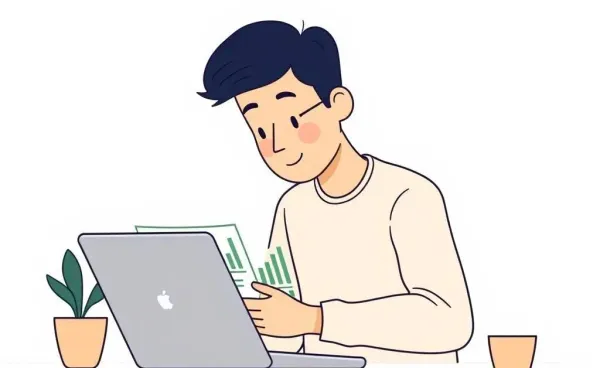 A person planning their investments on a laptop in a calm setting