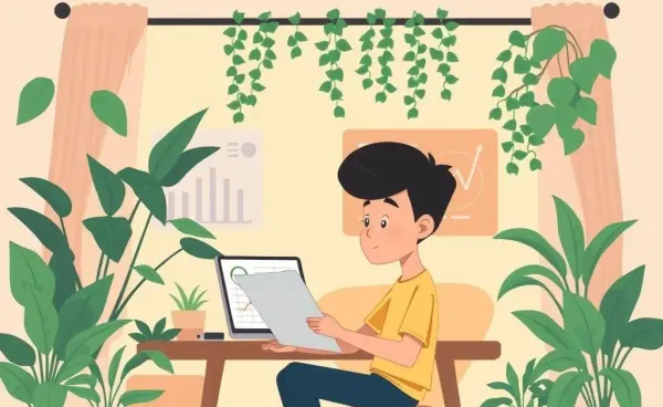 A person analyzing stock market charts in a cozy setting