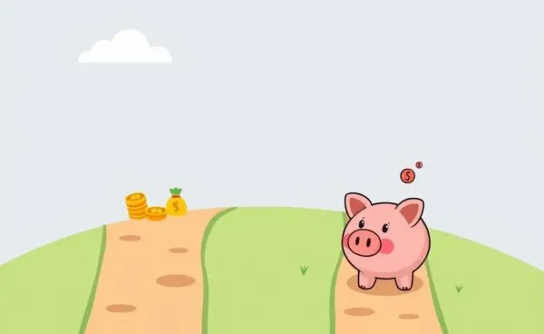 Illustration of diverging paths for investment and savings