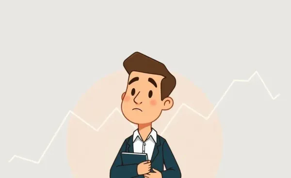 Illustration of an investor pondering financial charts.