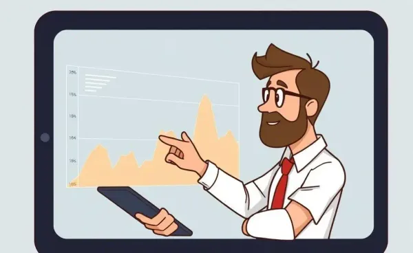 Investor analyzing a futuristic stock chart on a digital device