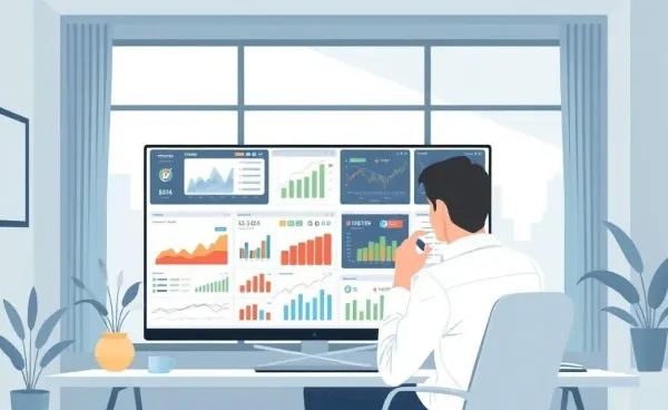 Investor reviewing a portfolio on a computer screen
