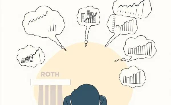 Illustration of a person thinking about Roth IRA investments.