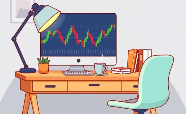A welcoming study desk set for learning about investing