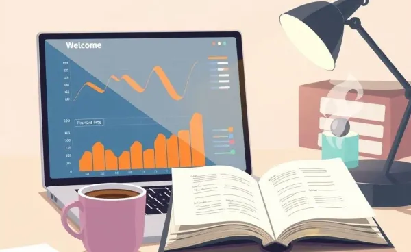 Inviting workspace with financial graphs on a laptop