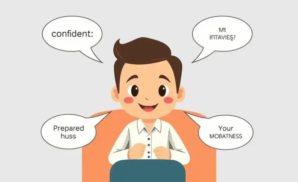 Cartoon of a confident job interview setting