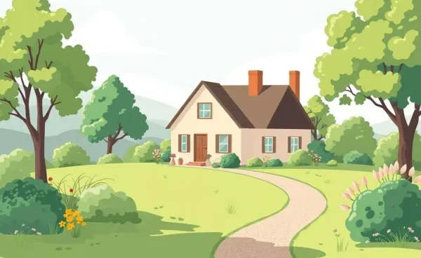 An idyllic path leading to a dream home surrounded by nature