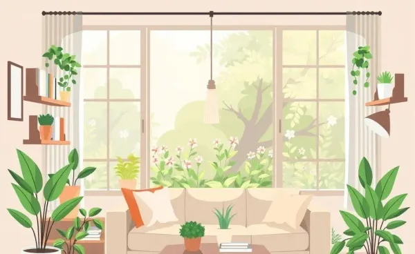 A cozy living room exuding warmth and a sense of peace.