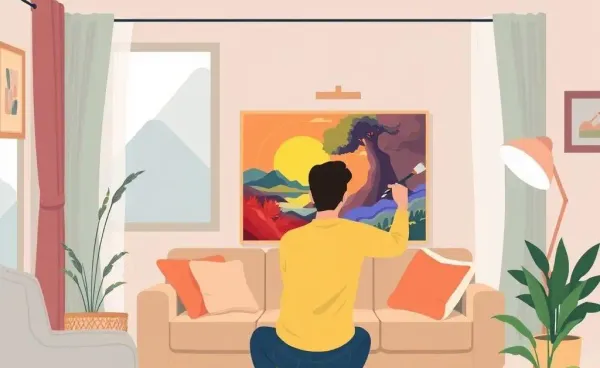 A person painting a vibrant picture with joy