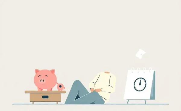 A relaxed individual enjoying a calm moment with a piggy bank