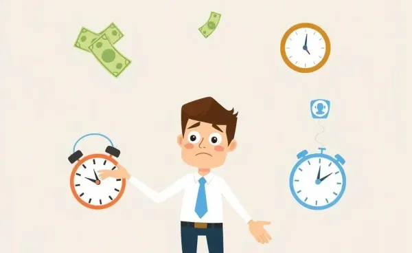 Illustration of a person juggling money and social connections