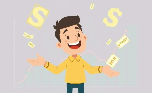 A person juggling numbers with a financial chart in the background.