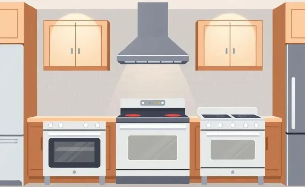 Illustration of kitchen ranges with different configurations