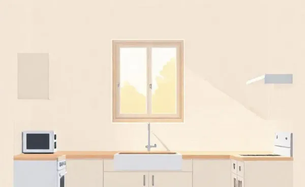 A kitchen interior without any appliances