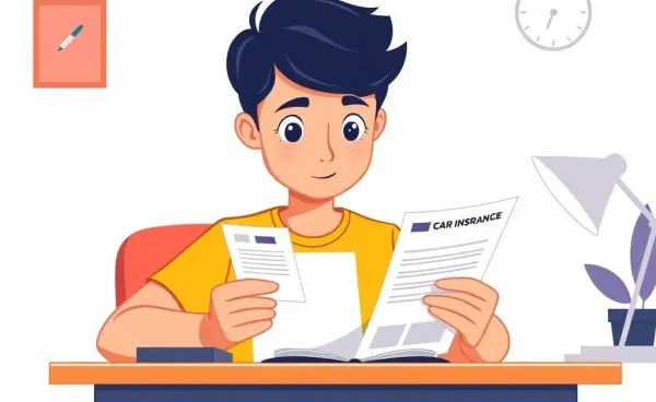 Person reviewing car insurance with a learner's permit