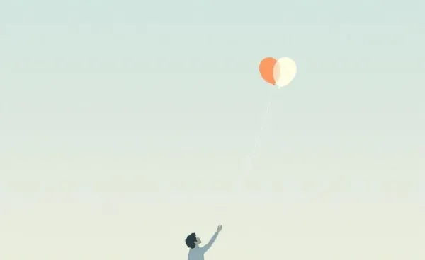 A person releasing balloons into the sky, symbolizing letting go.