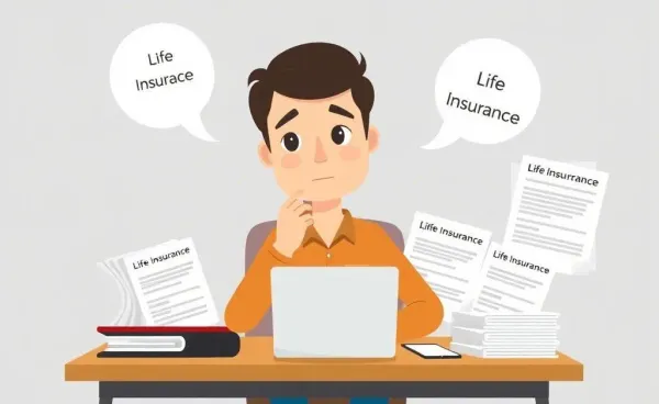 Person at a desk with life insurance documents