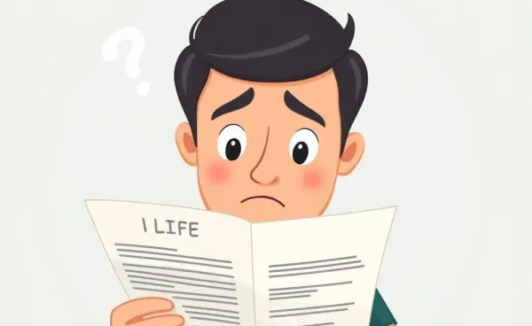 A person looking puzzled at a life insurance document