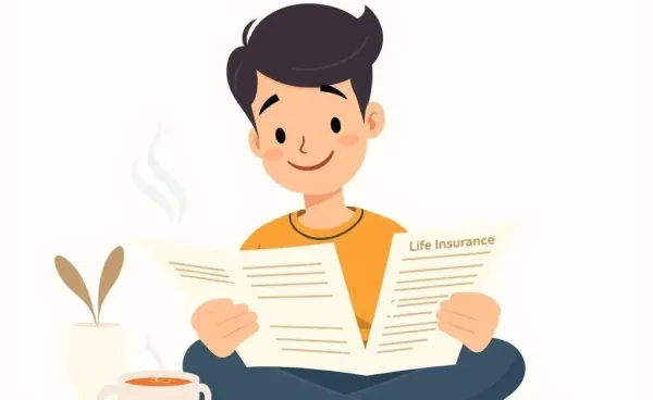 A person peacefully reading life insurance documents