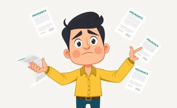 Cartoon of a person juggling life insurance policies