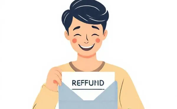 Person looking happy at discovering a life insurance refund in their mail
