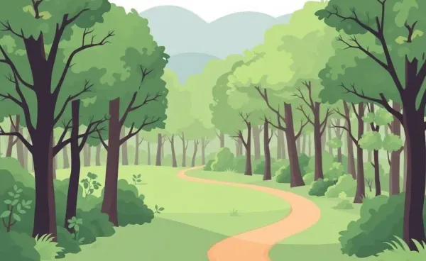 A serene forest path symbolizing life's journey