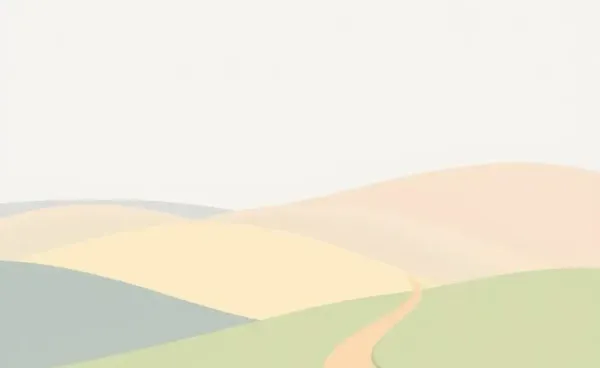 A peaceful path winding through soft hills, symbolizing life's journey.