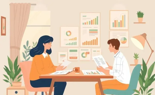 A warm, inviting scene of a financial advisor discussing a line of credit with a couple