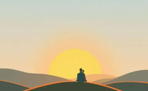A couple enjoying the sunrise on a hilltop, embodying the freedom of FIRE