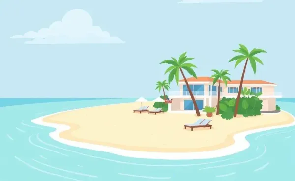 A tranquil private beach setting at a luxury resort