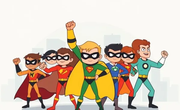 Illustration of The Magnificent 7 stocks personified as superheroes
