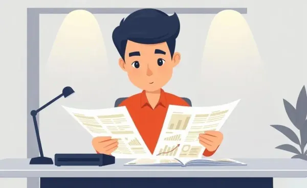 Person reading financial documents calmly