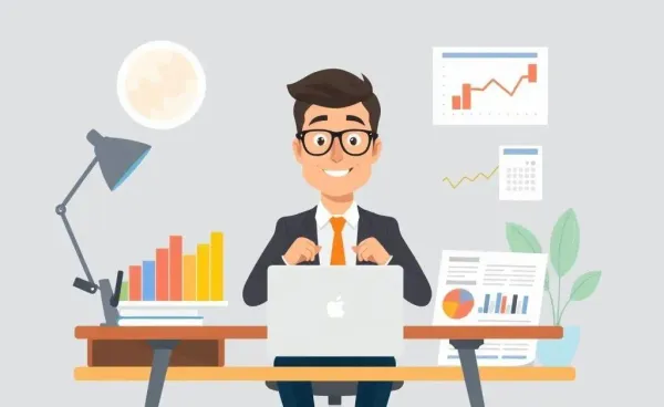 Investor reviewing charts at a desk