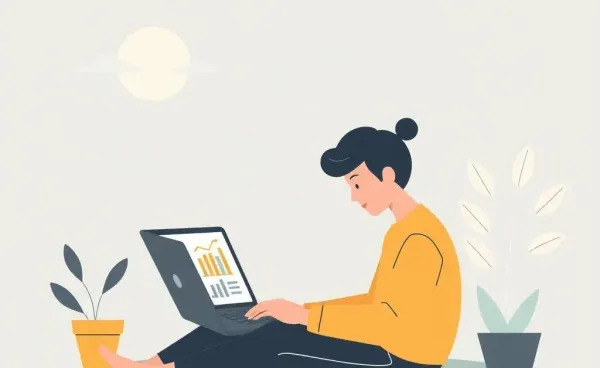 Person managing budget on a laptop in a calm setting