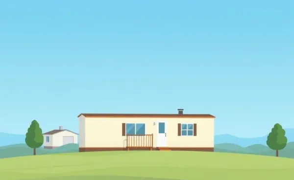 A cozy manufactured home situated in a serene neighborhood landscape.