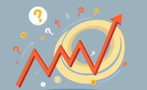 Illustration of stock market influences with graphs and symbols.