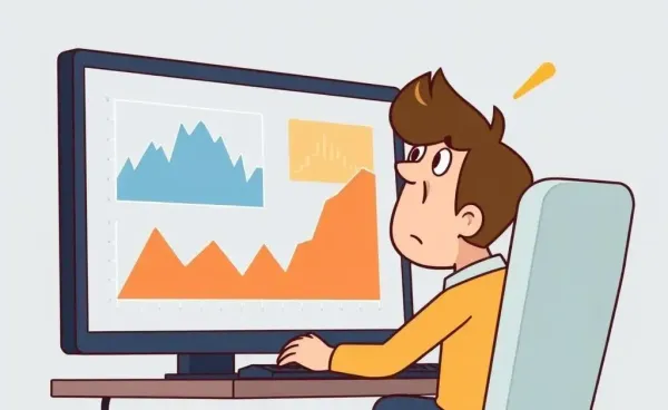 A person looking at market charts on a computer, puzzled by the reaction to the CPI hitting the target.