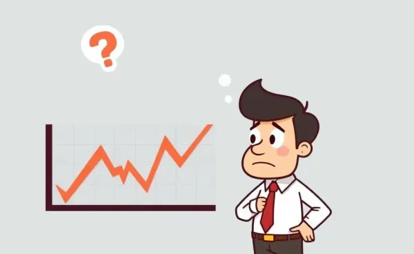Illustration of a puzzled investor looking at a stock market graph