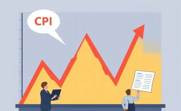 Stock market graph reacting to CPI report with traders
