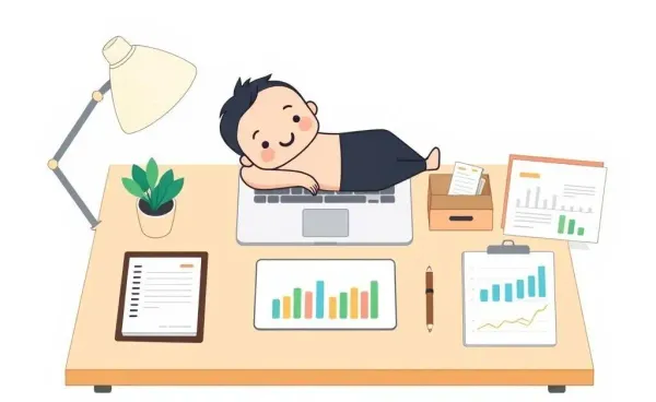 A relaxed person with financial tools on a desk for budget planning