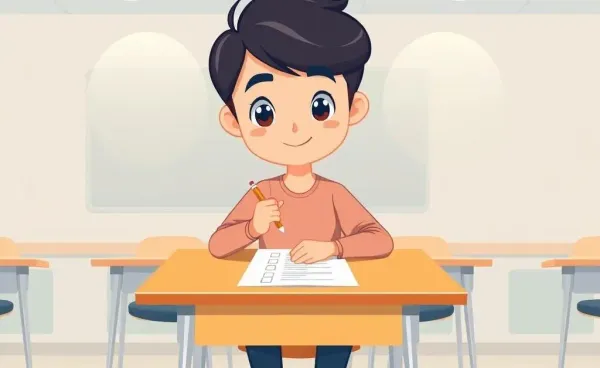 A person taking an insurance exam with focus and confidence