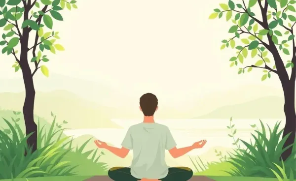 A person meditating peacefully in a serene natural setting